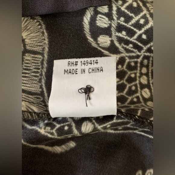 Johnny Was Womens Patsie Button-Up Silk Shirt Size Medium Black White - Picture 5 of 11